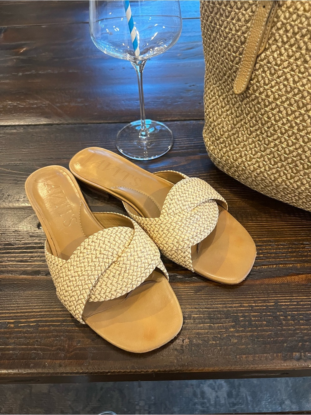 Eric Javits Beige Woven Sandals